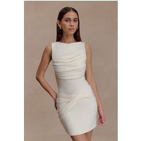 Henley Slinky Drape Mini Dress - Ivory I MESHKI I Size L | MESHKI US