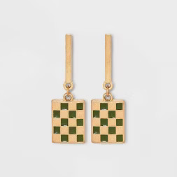 Bar Post with Checkerboard Charm Drop Earrings - Universal Thread™ | Target