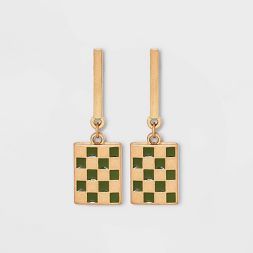 Bar Post with Checkerboard Charm Drop Earrings - Universal Thread™ | Target