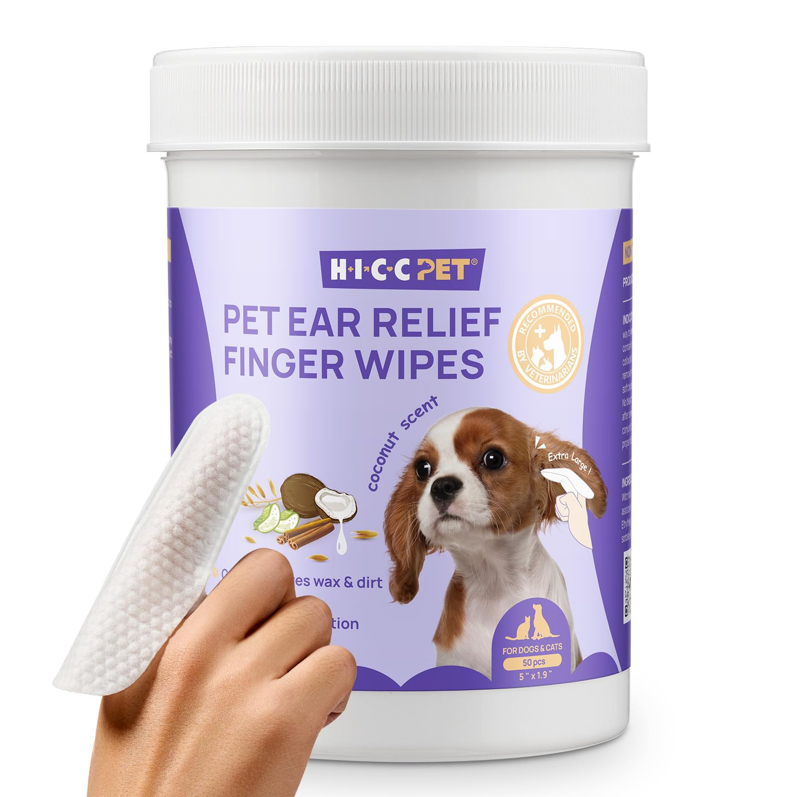 HICC PET Dog Ear Wipes Finger 50 Count Dog Ear Cleaner Wipes for Dogs & Cats, Dog Ear Infection T... | Amazon (US)