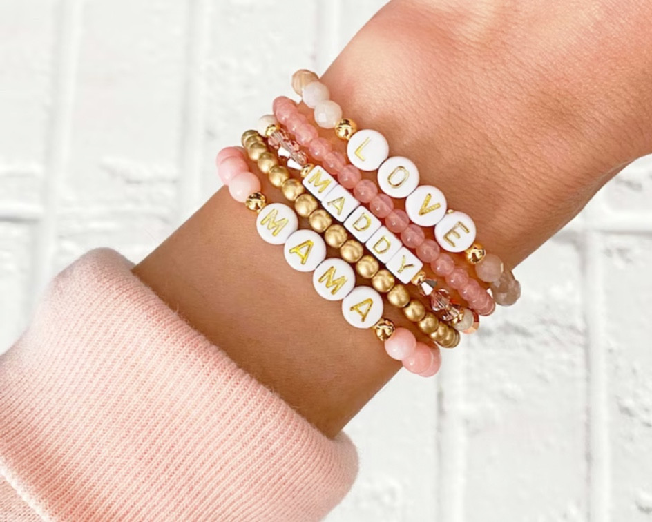 Personalized Word Bracelet from SheandJack

Pink Custom Beaded Bracelet | Custom Word Bracelet | Stacking Bracelets | Custom Name Bracelet | Gold | Silver | maternity style 

#LTKkids #LTKbump #LTKbaby