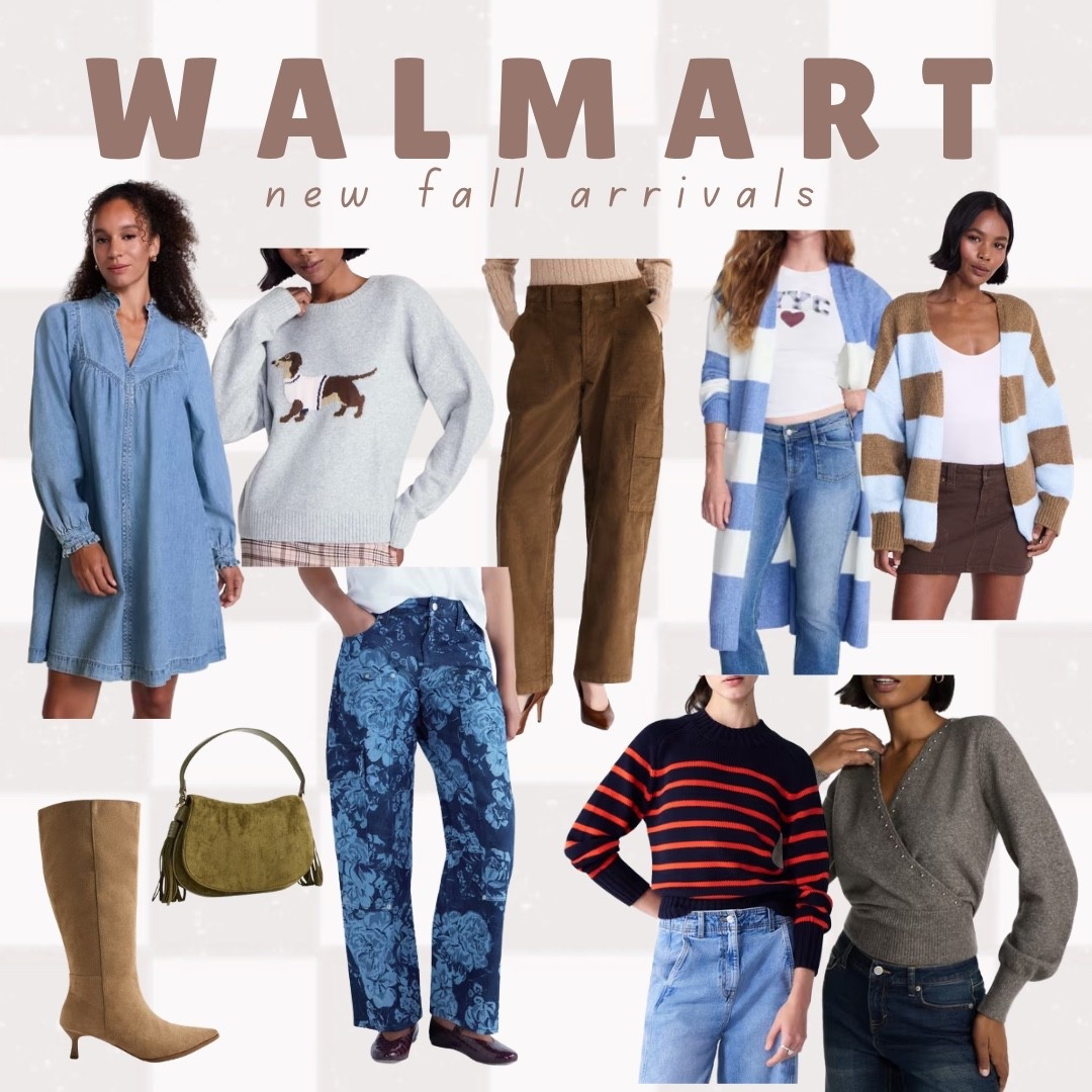 @Walmart New fall arrivals at Walmart 🍂 Denim dress, dog sweater, corduroy pants, striped cardigans, floral jeans, striped sweater, wrap sweater, suede boots, and an olive bag — such a good drop!

All linked below!

#LTKootd #LTKSeasonal #LTKWorkwear