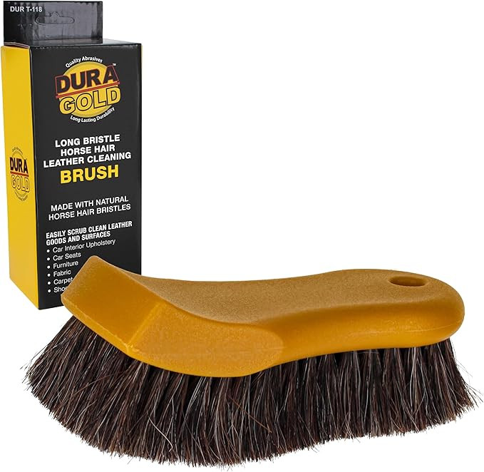 Dura-Gold Long Bristle Horse Hair Leather Cleaning Brush - Scrub Clean Car Interior Upholstery, S... | Amazon (US)