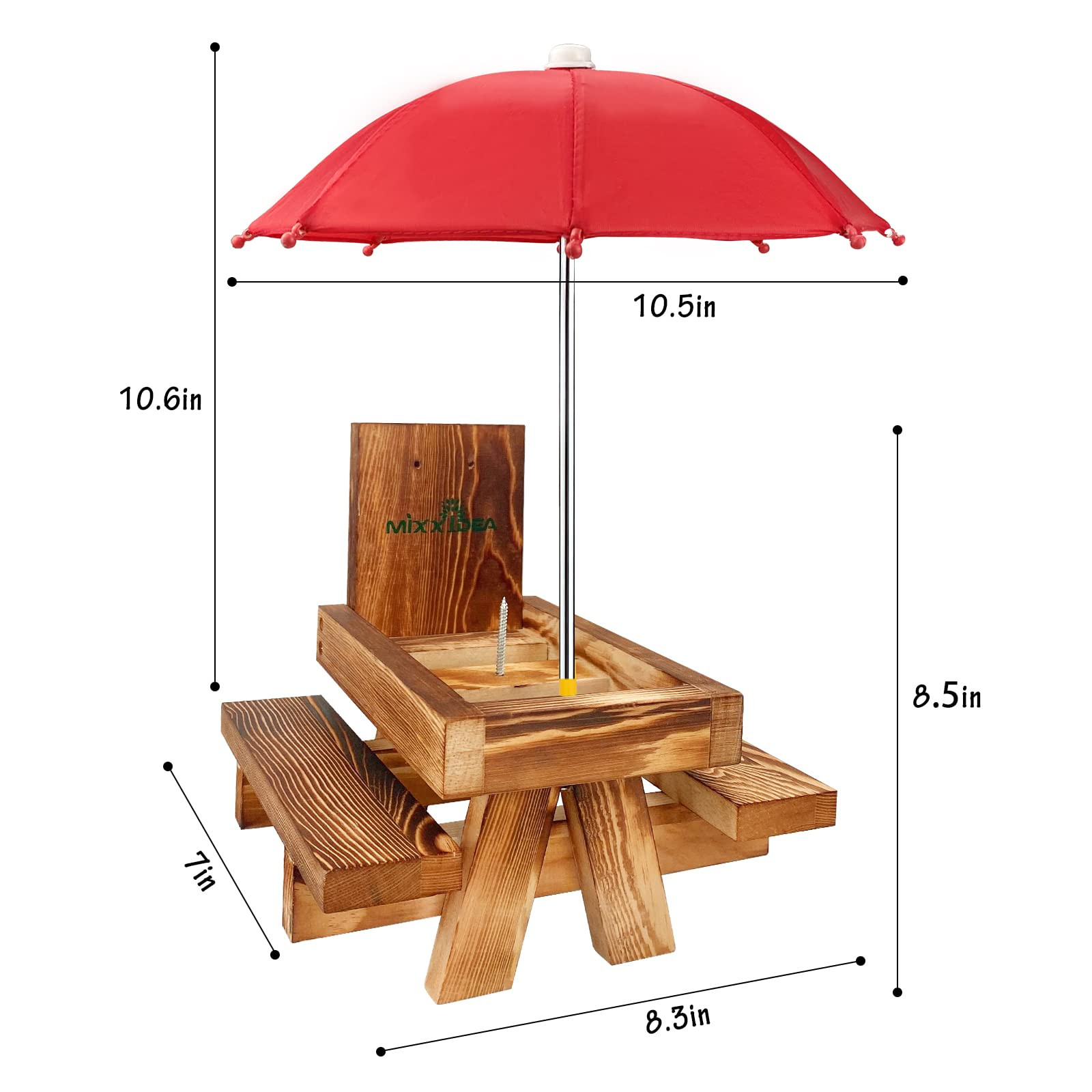 MIXXIDEA Squirrel Feeder Picnic Table with Tall Umbrella, Wooden Squirrel Feeders for Outside, Cu... | Amazon (US)