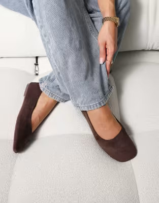SIMMI Shoes Viktoria ballerina flats in brown suede | ASOS | ASOS (Global)