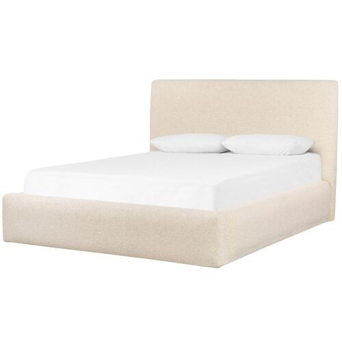 Judah Upholstered Performance Boucle Bed - Ivory | One Kings Lane