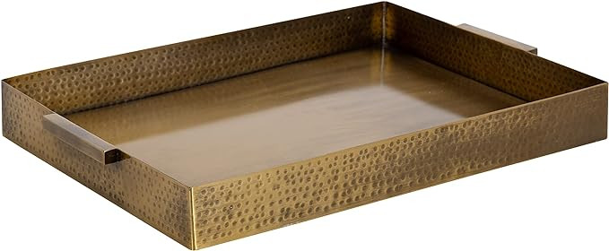 Kate and Laurel Samana Modern Glam Rectangle Metal Tray, 18 x 13 x 2, Brass, Rectangular Polished... | Amazon (US)