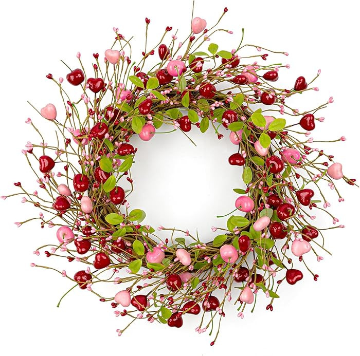 20 Inches Farmhouse Valentine's Day Wreath Romantic Valentines Wreaths for Front Door Rustic Vale... | Amazon (US)