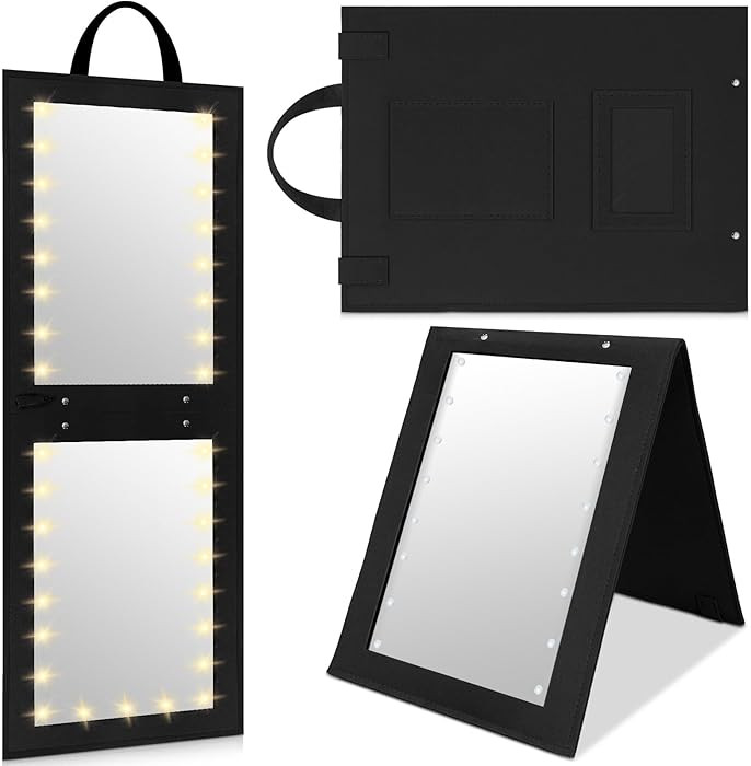 1 Pack Foldable Full Length Travel Mirror with Full Light 25.2x11.8 Inch Foldable Hanging Backsta... | Amazon (US)
