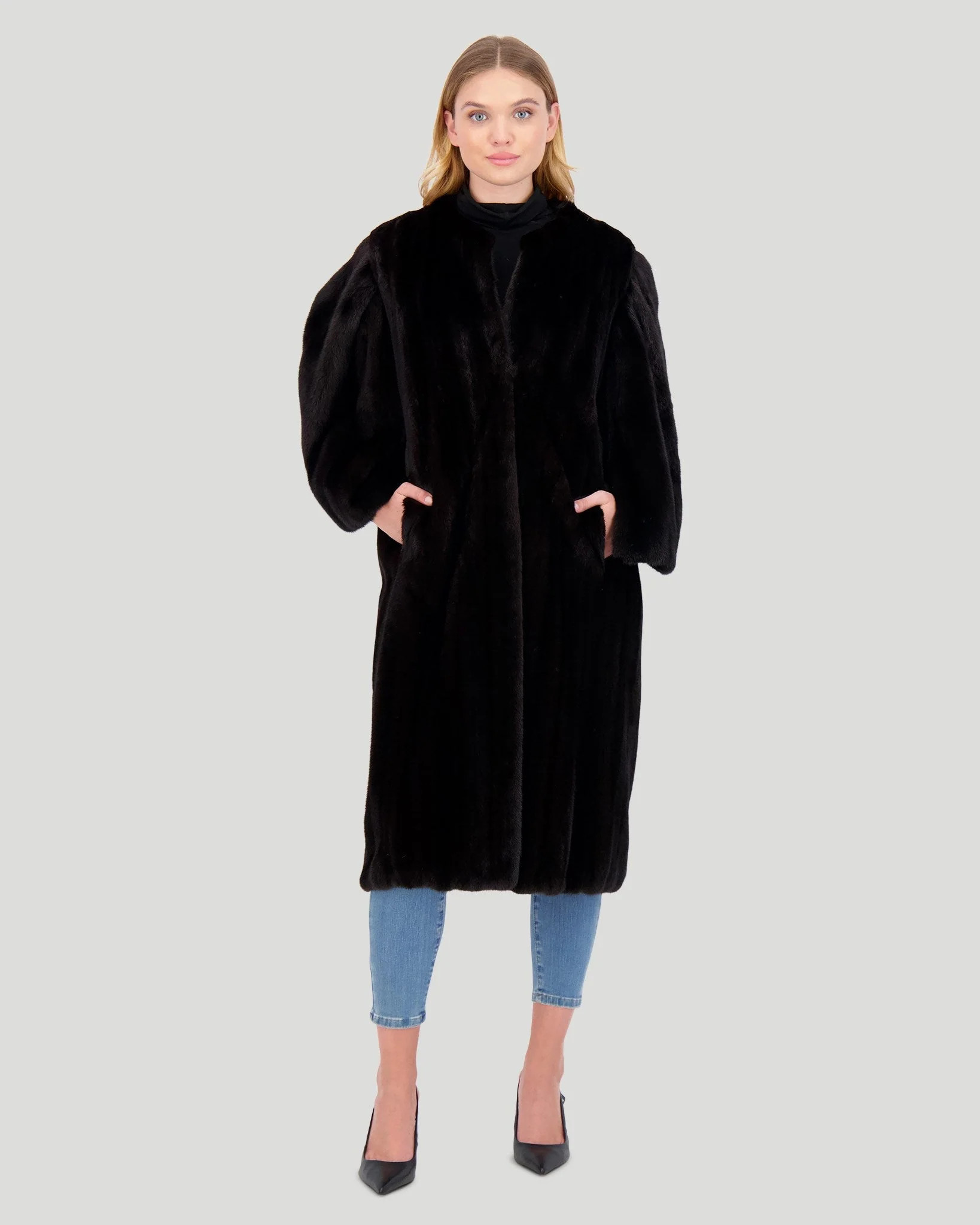Mink Short Coat with Cape Top | Shop Simon