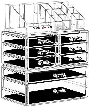 DreamGenius Makeup Organizer 3 Pieces Acrylic Cosmetic Storage Drawers and Jewelry Display Box Tr... | Amazon (US)