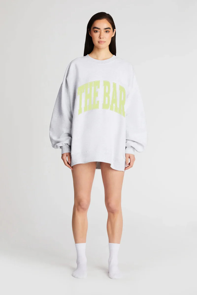VARSITY SWEATSHIRT LT HEATHER GREY/ LIME | The Bar