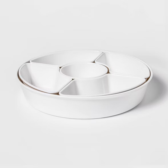 6pc Melamine 5-Section Serving Platter White - Threshold™ | Target