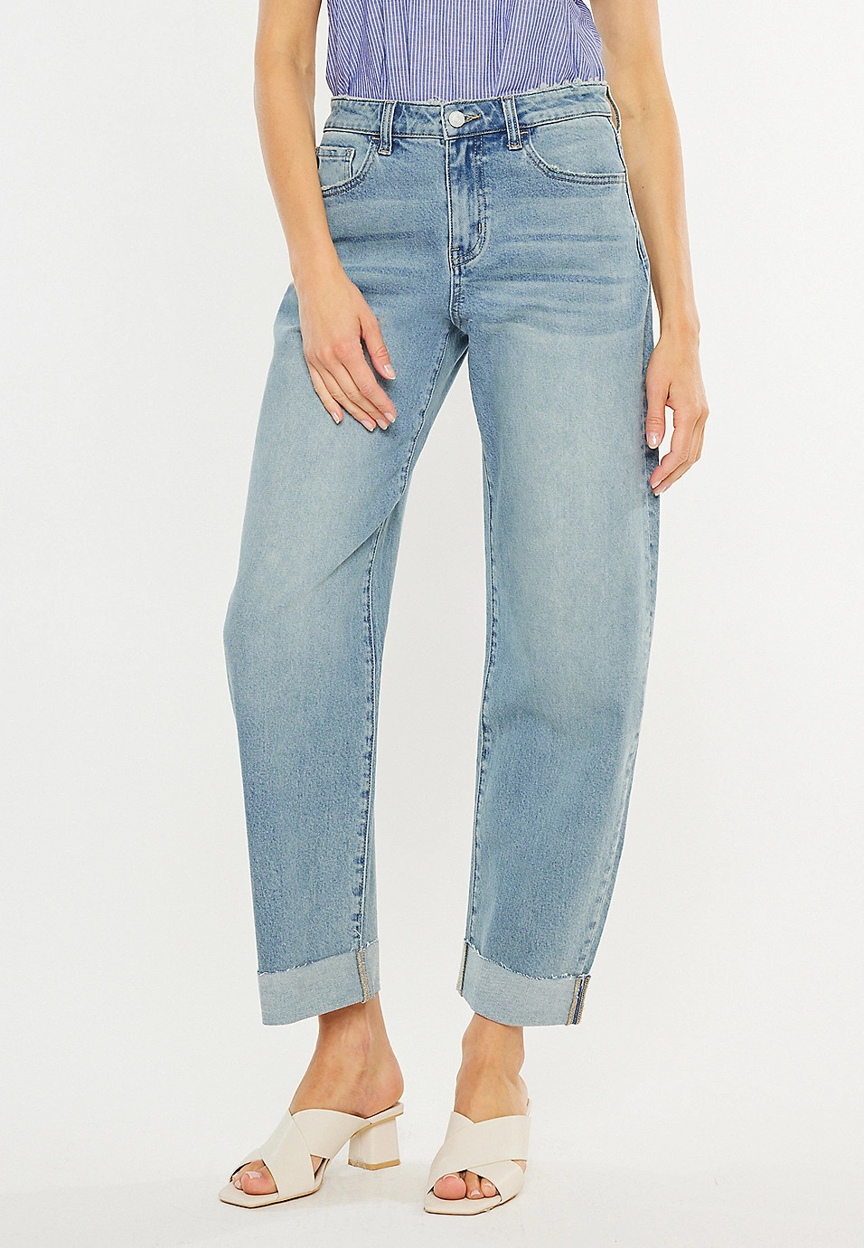 KanCan™ High Rise Raw Cuff Barrel Jean | Maurices