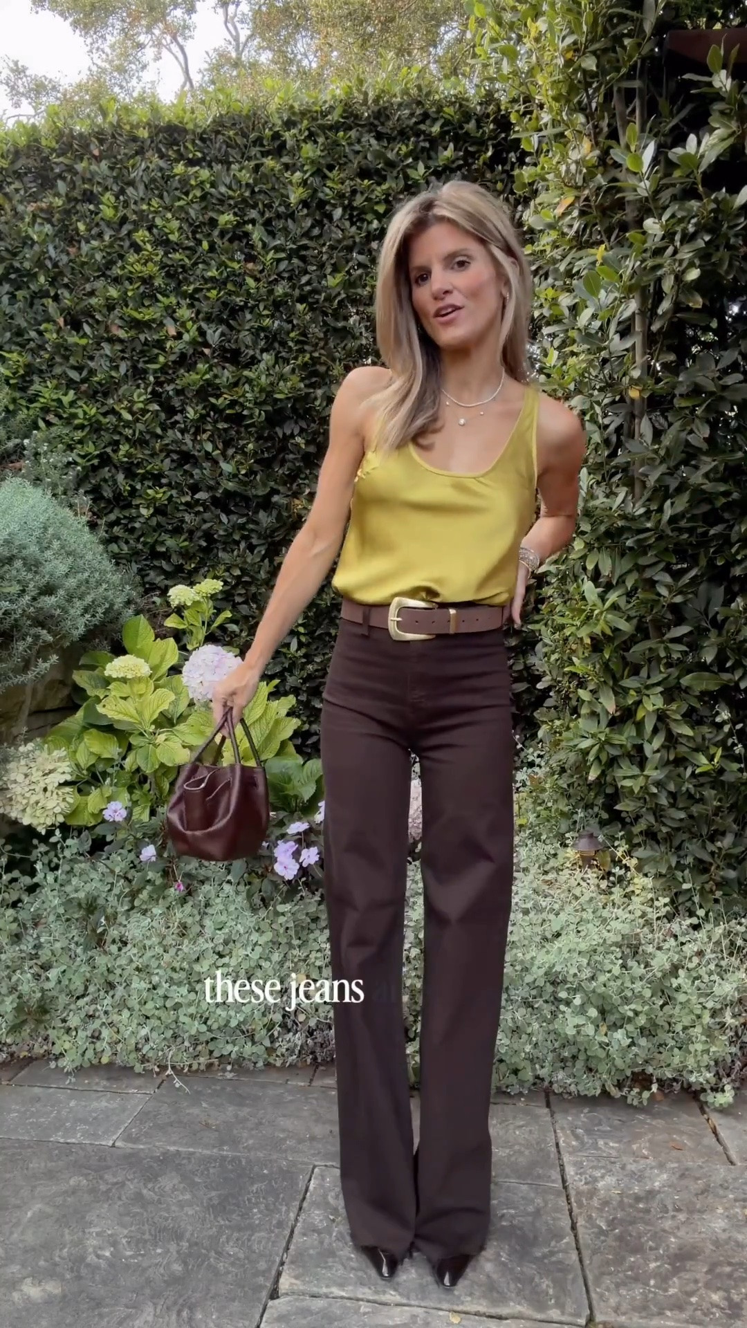 Top - wearing size XS
Jeans - wearing size 23, stretchy, raw hem 
Loving this chartreuse and chocolate brown color combo

#LTKootd #LTKSeasonal #LTKdayinmylife