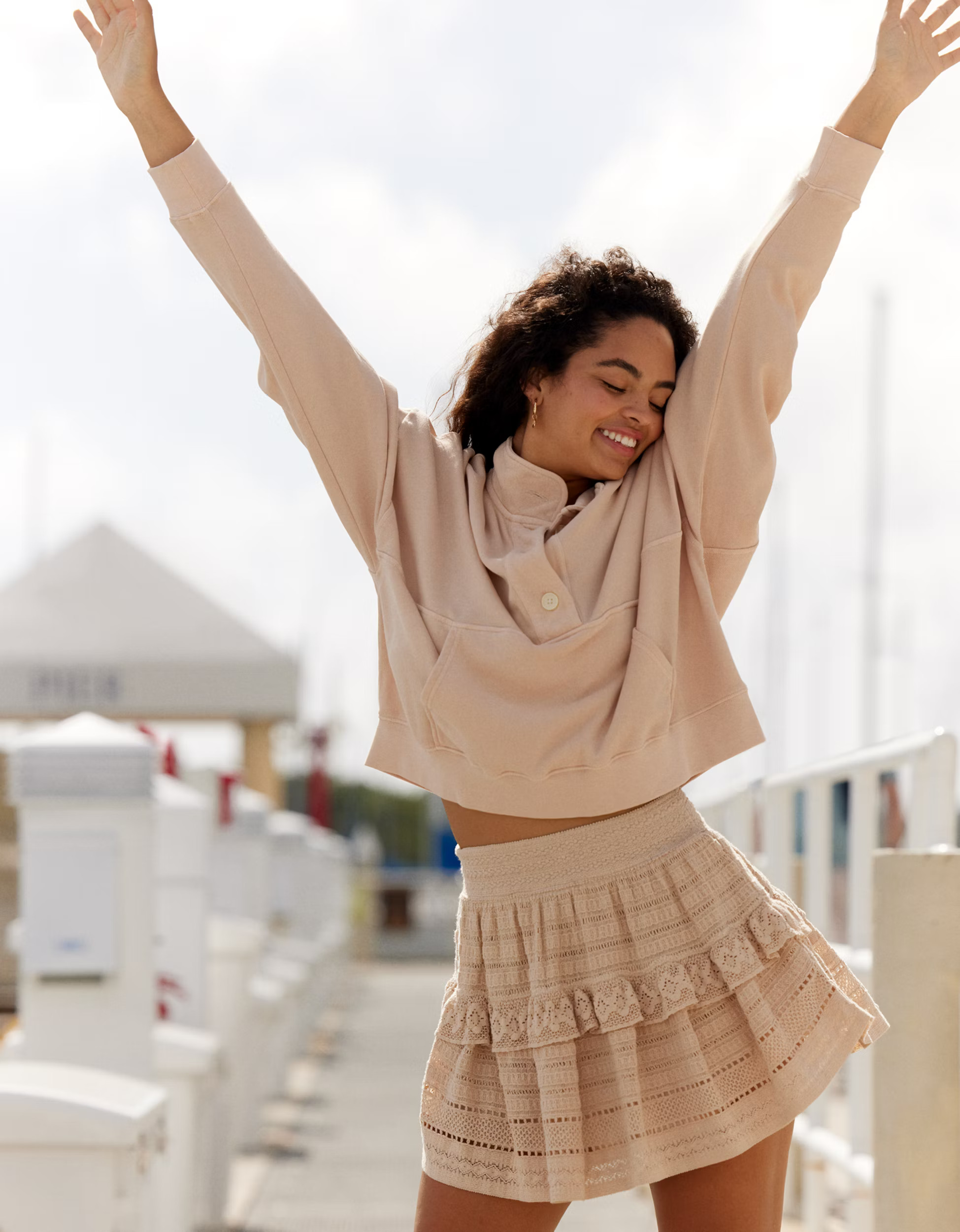 Aerie Textured Lace Ruffle Mini Skirt | American Eagle Outfitters (US & CA)