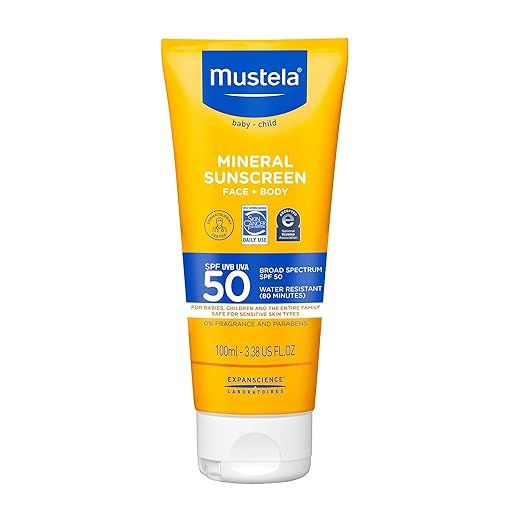 Mustela Baby Mineral Sunscreen Lotion SPF 50 Broad Spectrum - Face & Body Sun Lotion for Sensitiv... | Amazon (US)