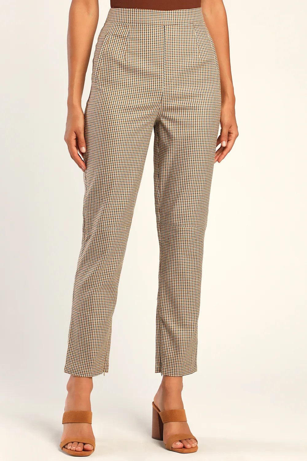 She's All Plaid Beige and Brown Plaid Straight Leg Pants | Lulus (US)