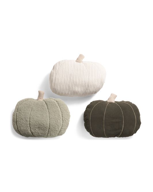 3pk Mixed Fabric Pumpkins Pillows | TJ Maxx