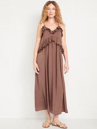 Ruffled Satin Maxi Dress | Old Navy (US)