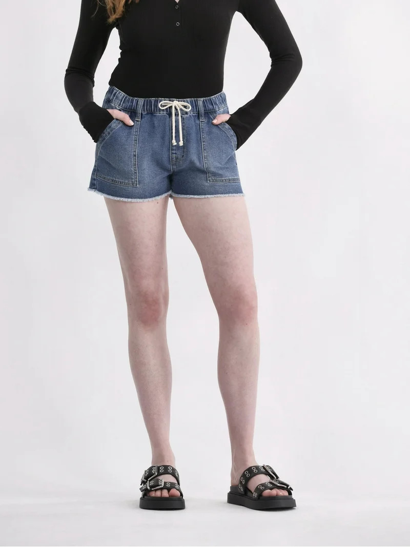 No Boundaries Drawstring Utility Shorts with Porkchop Pockets, 2" Inseam, Women's | Walmart (US)