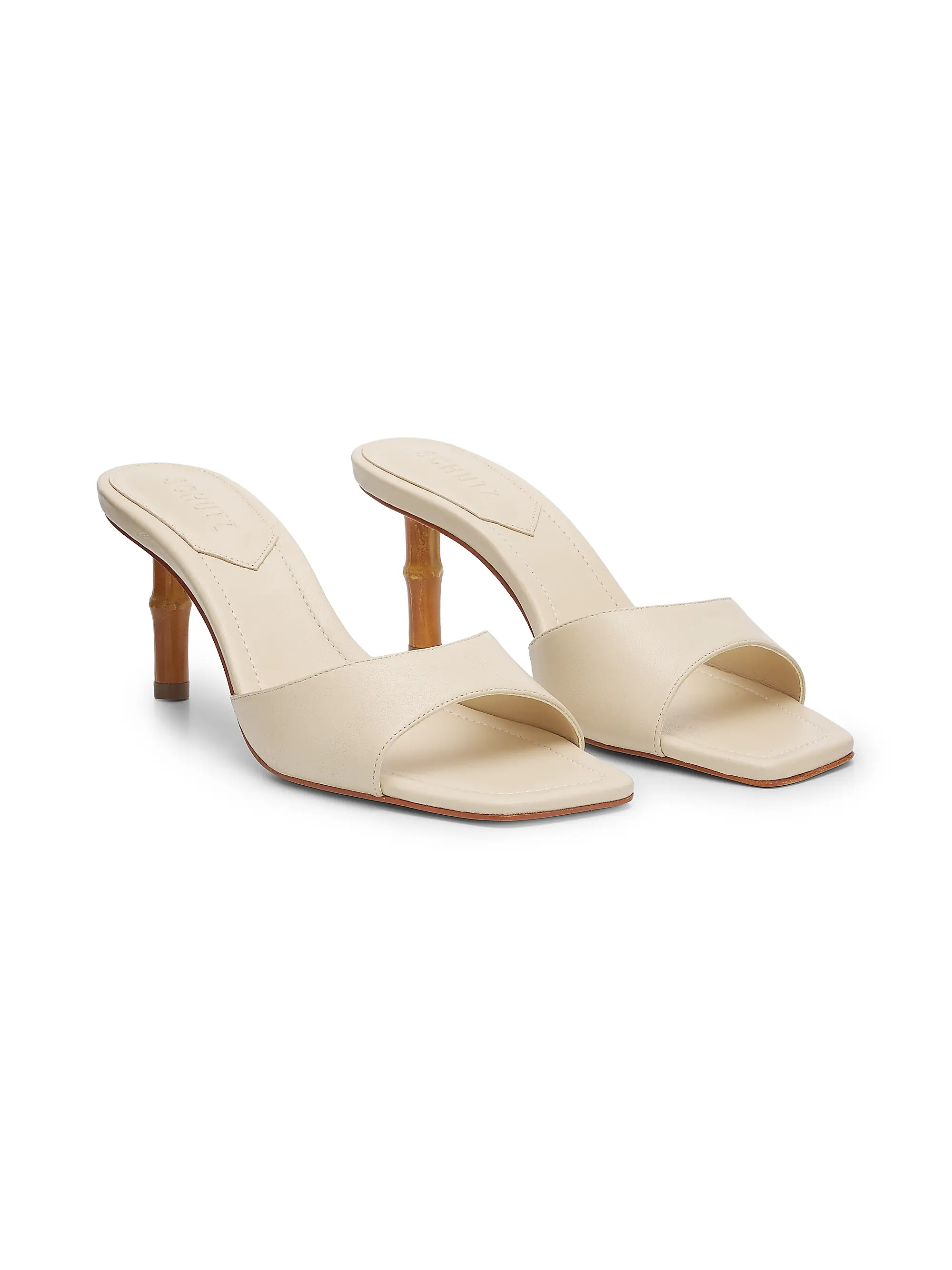 Schutz Leena 75MM Bamboo-Heel Leather Mules | Saks Fifth Avenue | Saks Fifth Avenue