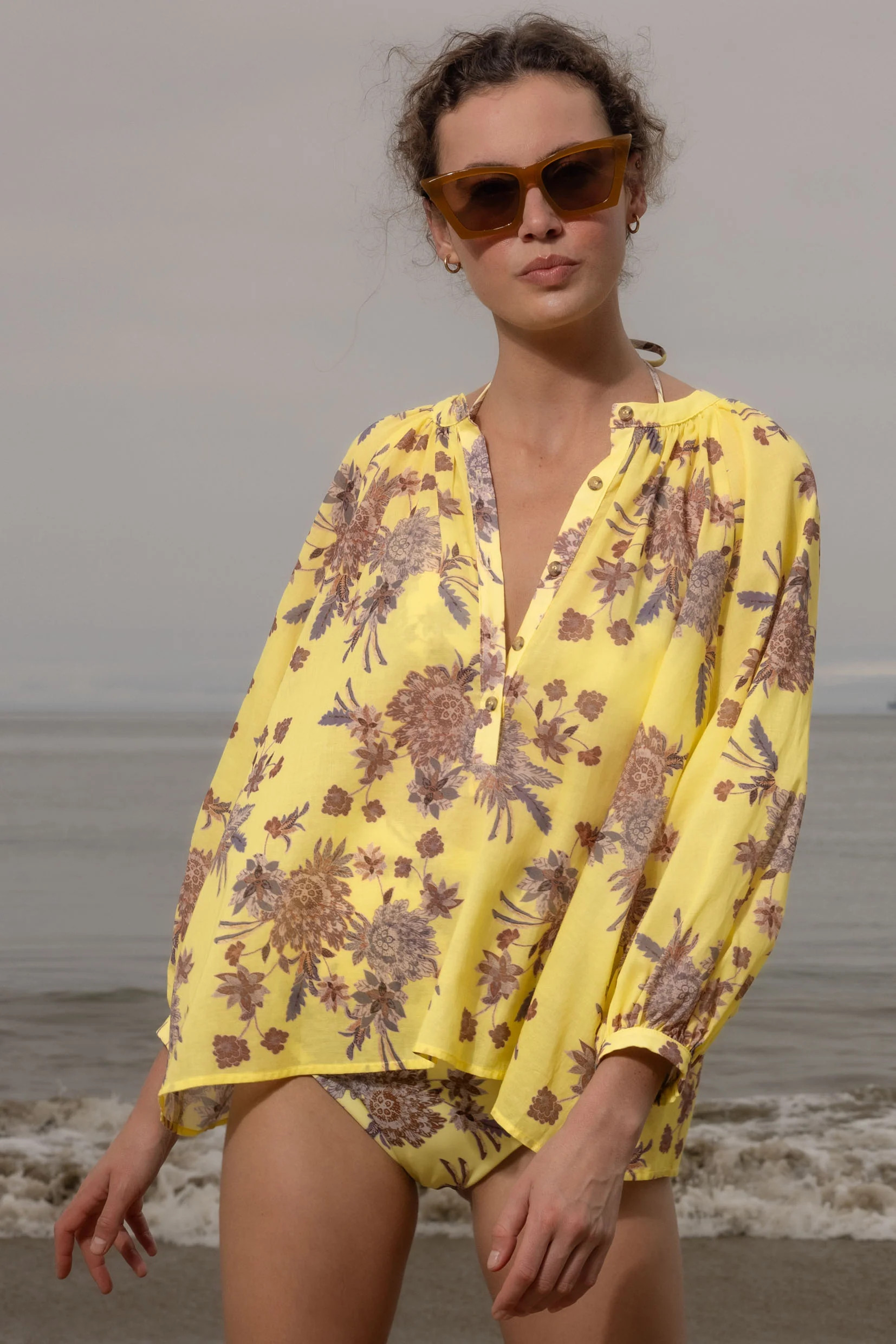Pia Blouse - Yellow Batik | Heidi Merrick