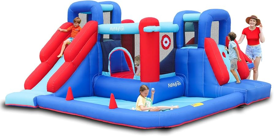 AirMyFun Bounce House,Bouncy Castle with Ball Pit,Inflatable Kids Double Slide with Air Blower, C... | Amazon (US)