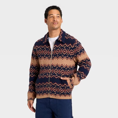 Men's Fair Isle Sweater Jacket - Goodfellow & Co™ Blue | Target