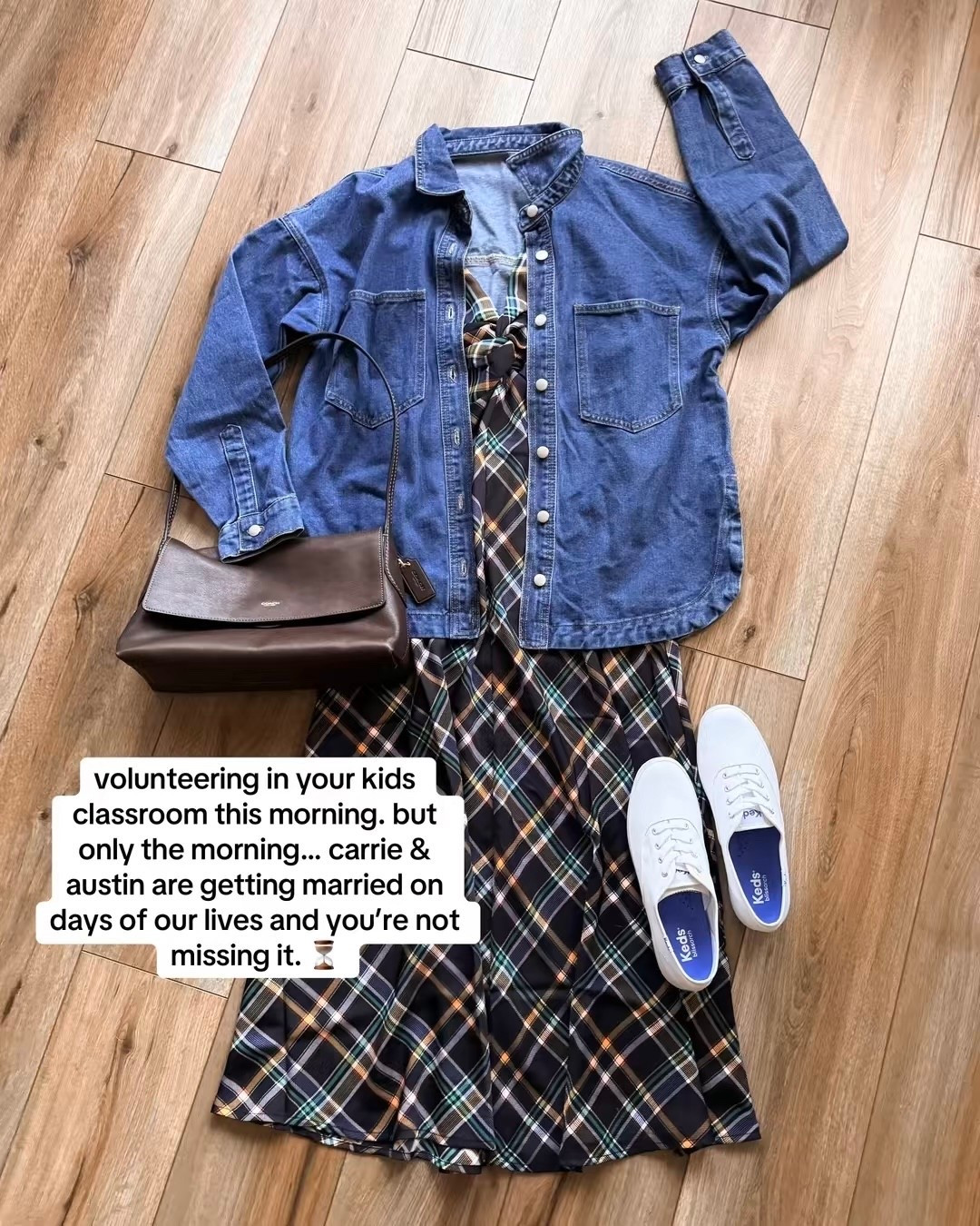 90s mom inspired outfits: plaid midi dress. denim jacket.

#LTKSeasonal #LTKSaleAlert #LTKstorytime