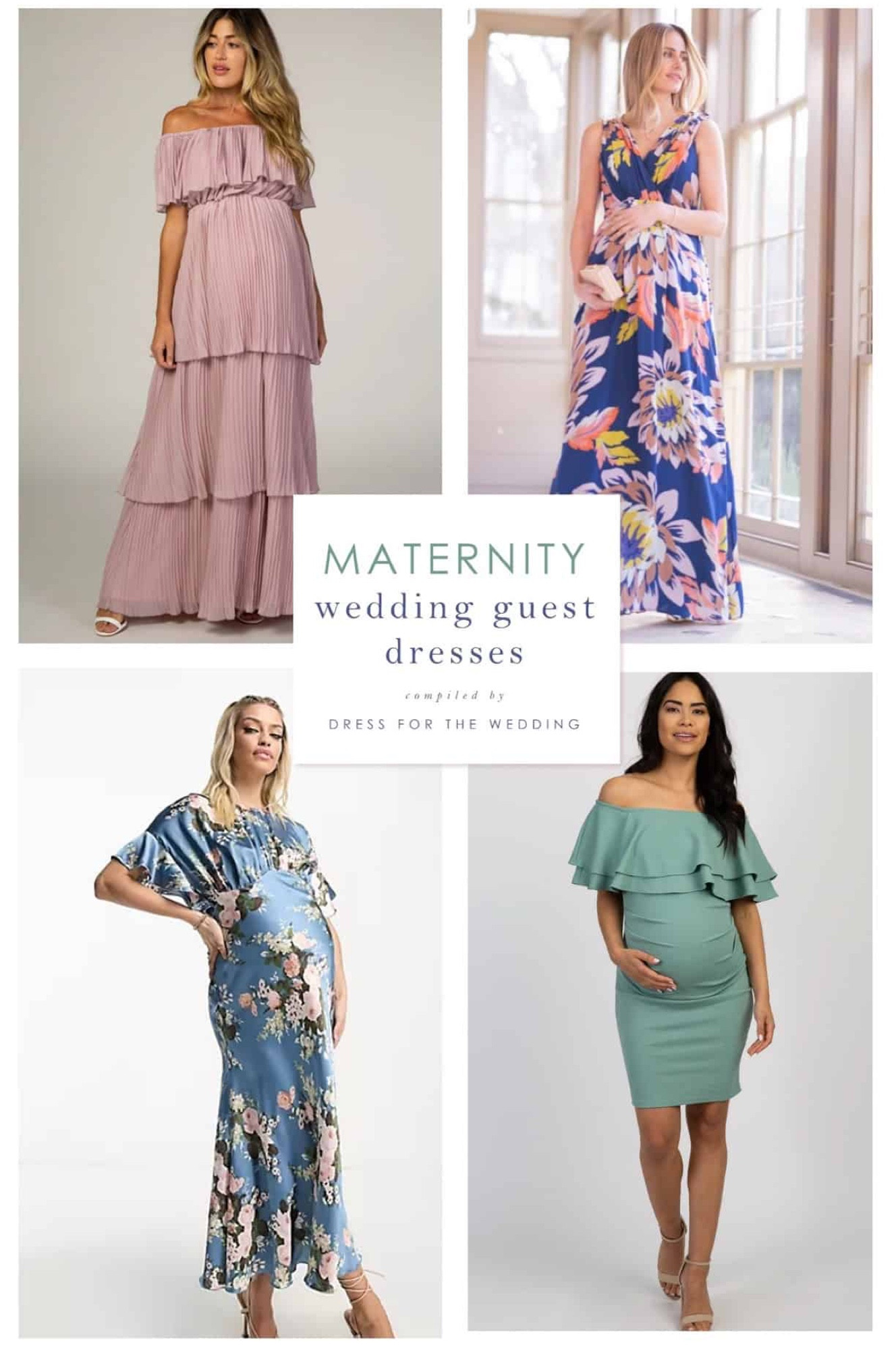 Hope & Ivy Maternity knot front midi dress in sage floral