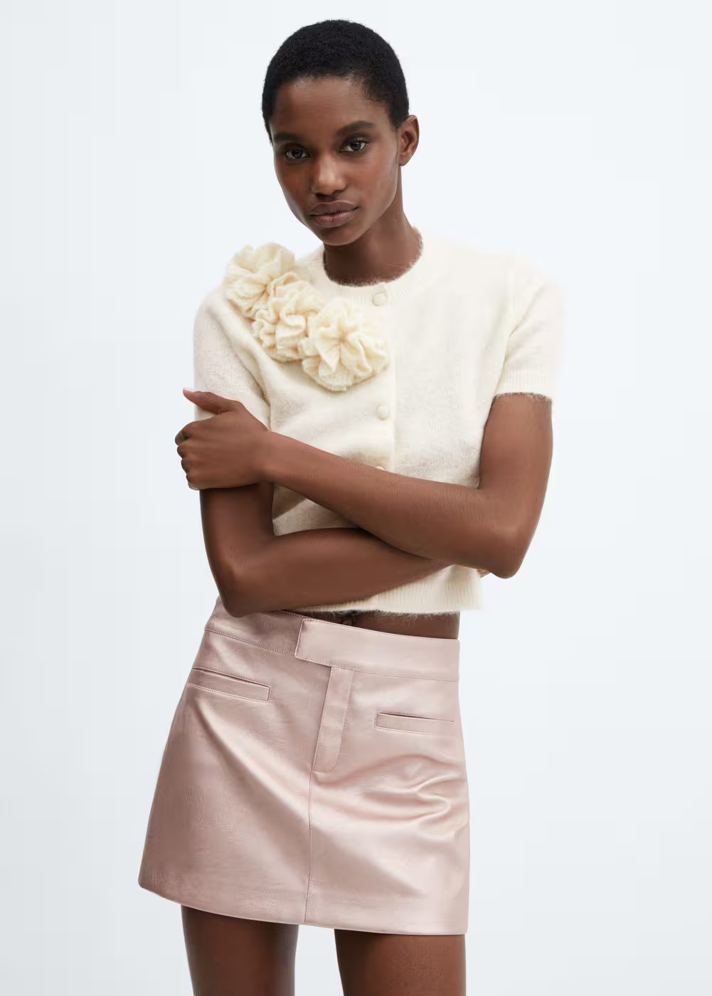 Alpaca cardigan with flower detail | MANGO (UK)