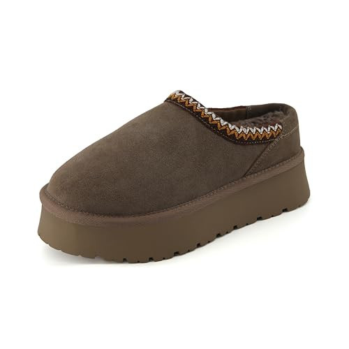 CUSHIONAIRE Kabuki Platform Boots Genuine Suede Fuzzy Slippers for Women with Memory Foam | Indoor/Outdoor Womens Slippers | Wide Widths Available | TAUPE 7.5W | Amazon (US)