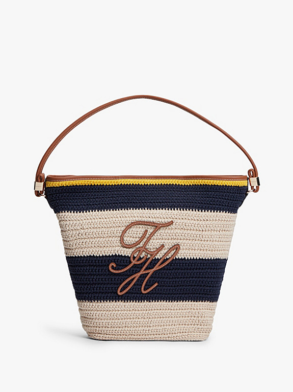 Logo Appliqué Woven Bucket Bag | Multi | Tommy Hilfiger | Tommy Hilfiger UK