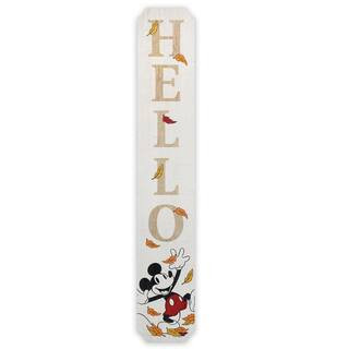 Disney 46 in. Weather-Resistant Mickey Mouse Hello Fall Vertical Wood Porch Decor 90219074 - The ... | The Home Depot