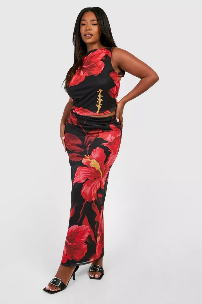 Plus Floral Maxi Skirt | boohoo (US & Canada)