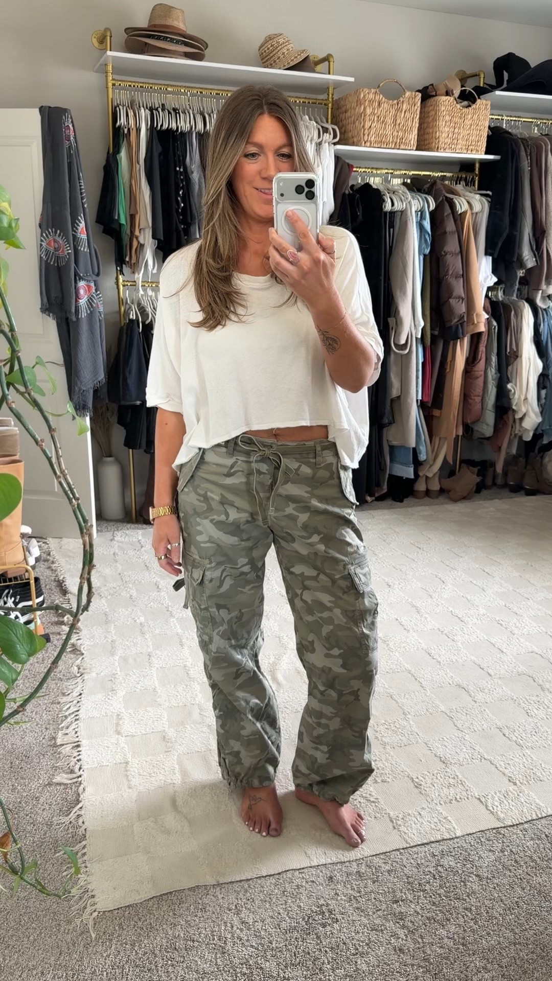 Cargo camo barrel pants 😍 - wearing a 30 long (tts) and large tee 

#LTKOver40 #LTKTall