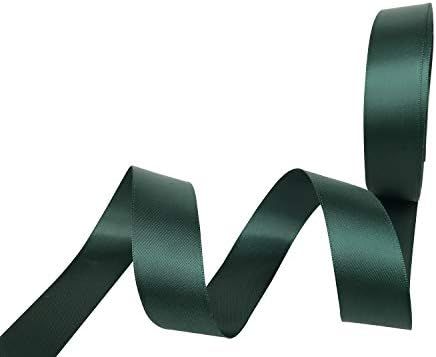 QIANF 3/8 Inch Wide Double Face Satin Ribbon No Fading Woven Ribbon - 25 Yard (593-Dark Green) | Amazon (US)