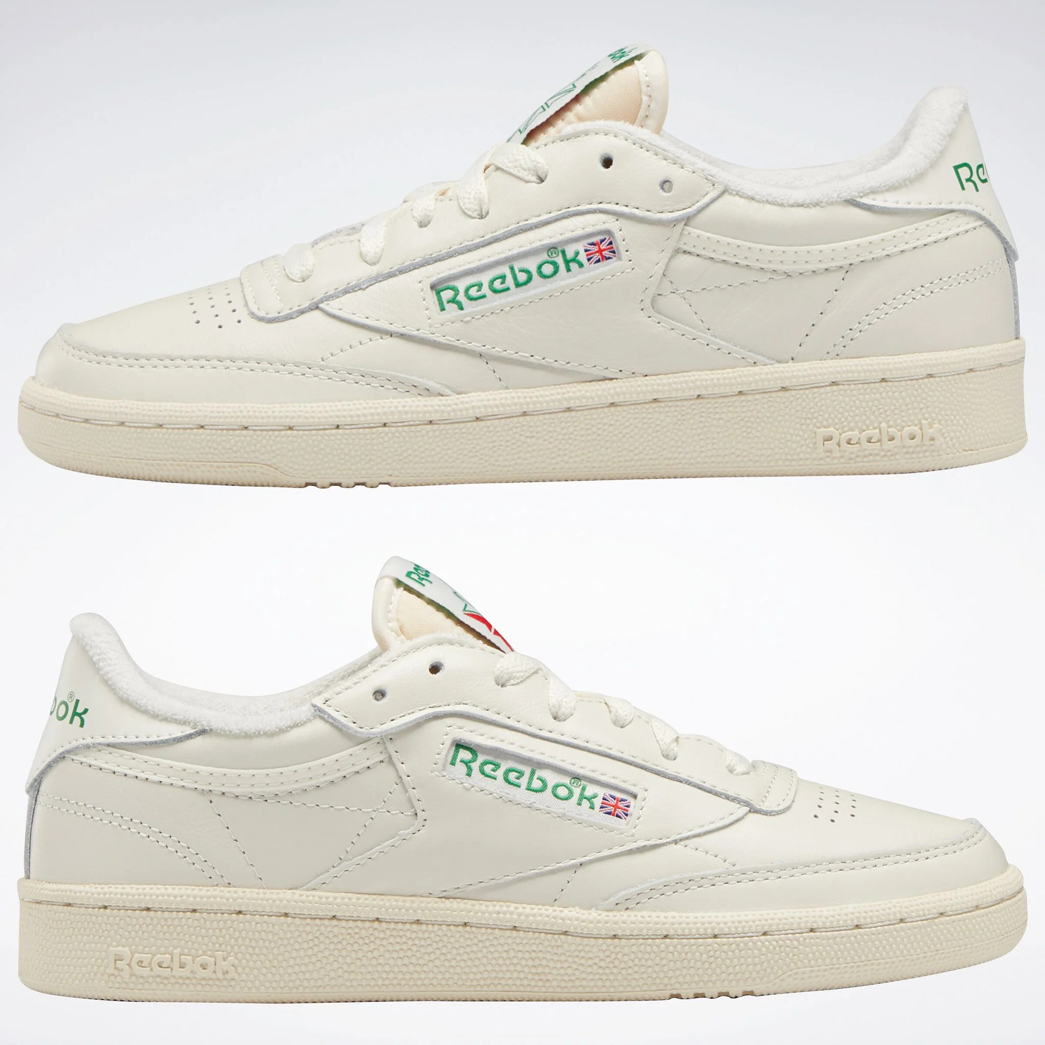 Club C 85 Vintage Shoes in chalk/alabaster/glen green | Reebok Official UK | reebok_ptz_gb