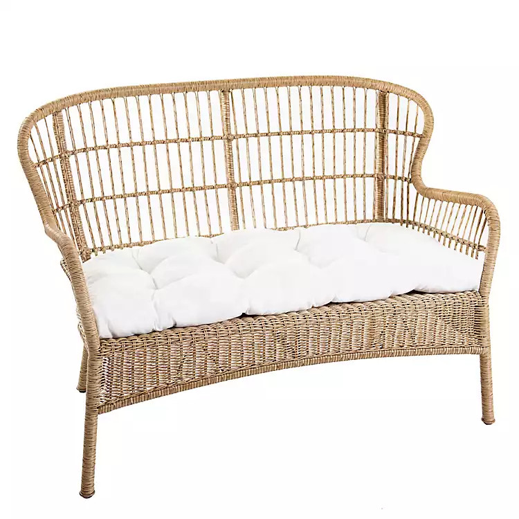 Tulum Natural Wicker Outdoor Settee | Kirkland's Home