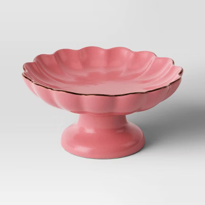 78oz Stoneware Pedestal Serving Bowl Pink - Threshold™ | Target