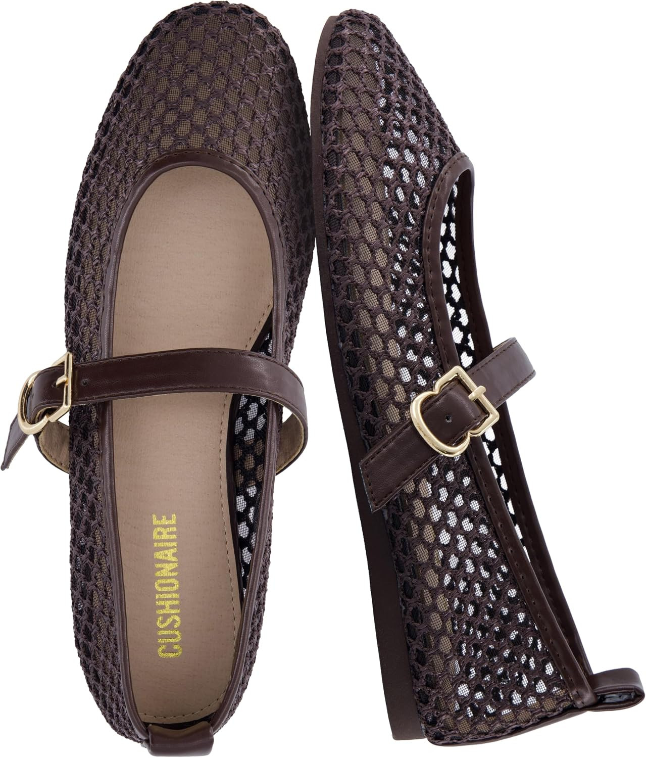 CUSHIONAIRE Gracie Mesh Mary Jane Flats for Women, Breathable Ballet Flats with Adjustable Buckle Strap and Memory Foam Cushioning | Amazon (US)