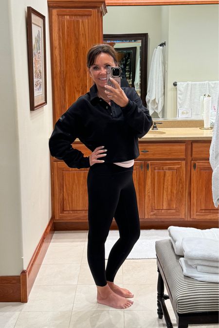 Heading to Pilates class in this workout outfit of the day!
kimbentley, exercise leggings, Workout crop tank, crop sweatshirt, all XS, sports bra XS D-DD, petite style

#LTKStyleTip #LTKFitness #LTKActive