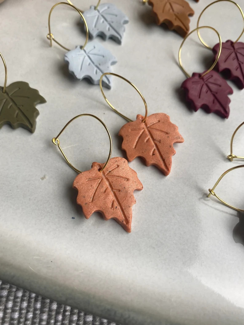 Polymer Clay Fall Earrings  Maple Leaf Dangle Earrings  Leaf - Etsy | Etsy (US)