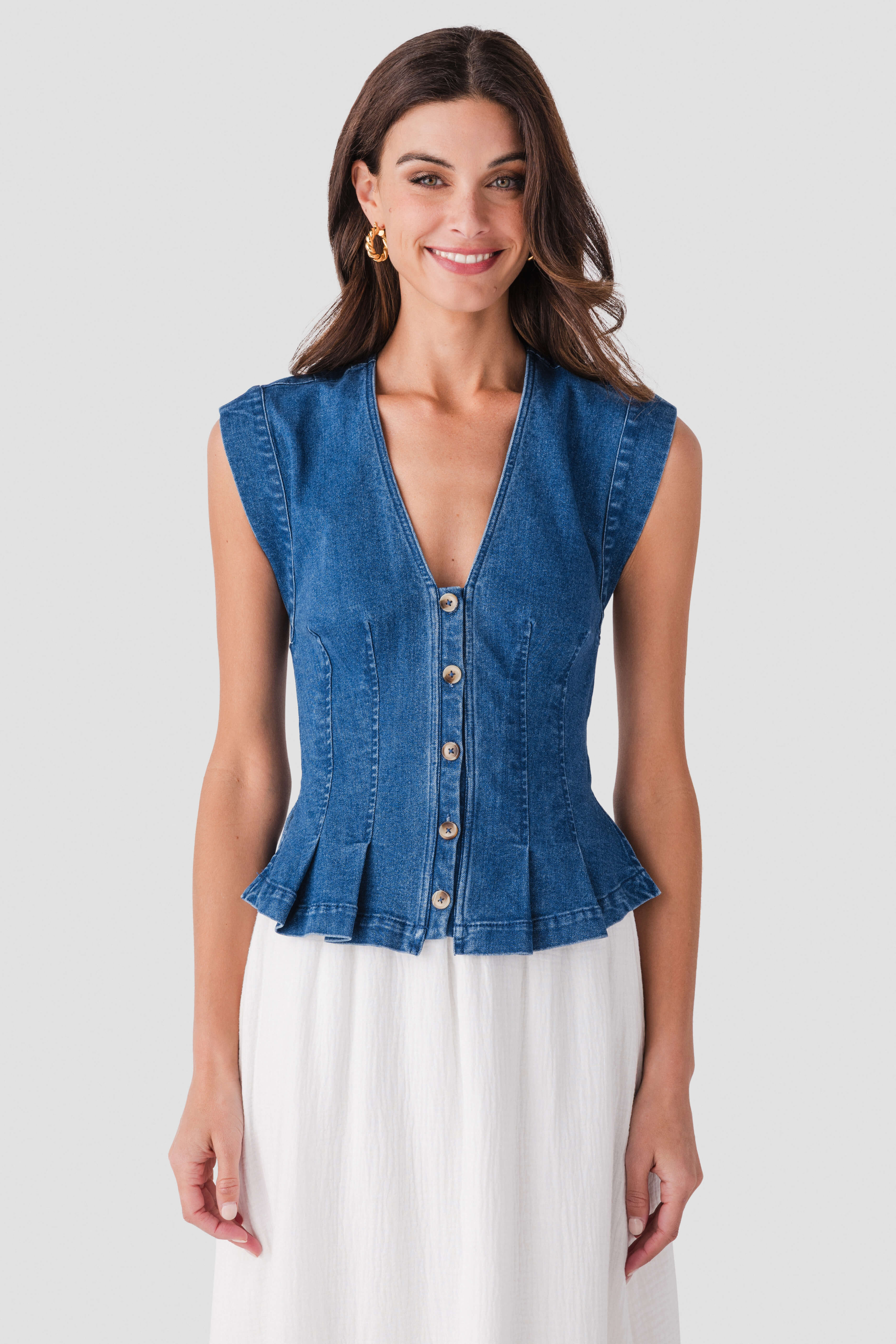 Free People Dylan Denim Vest | Social Threads