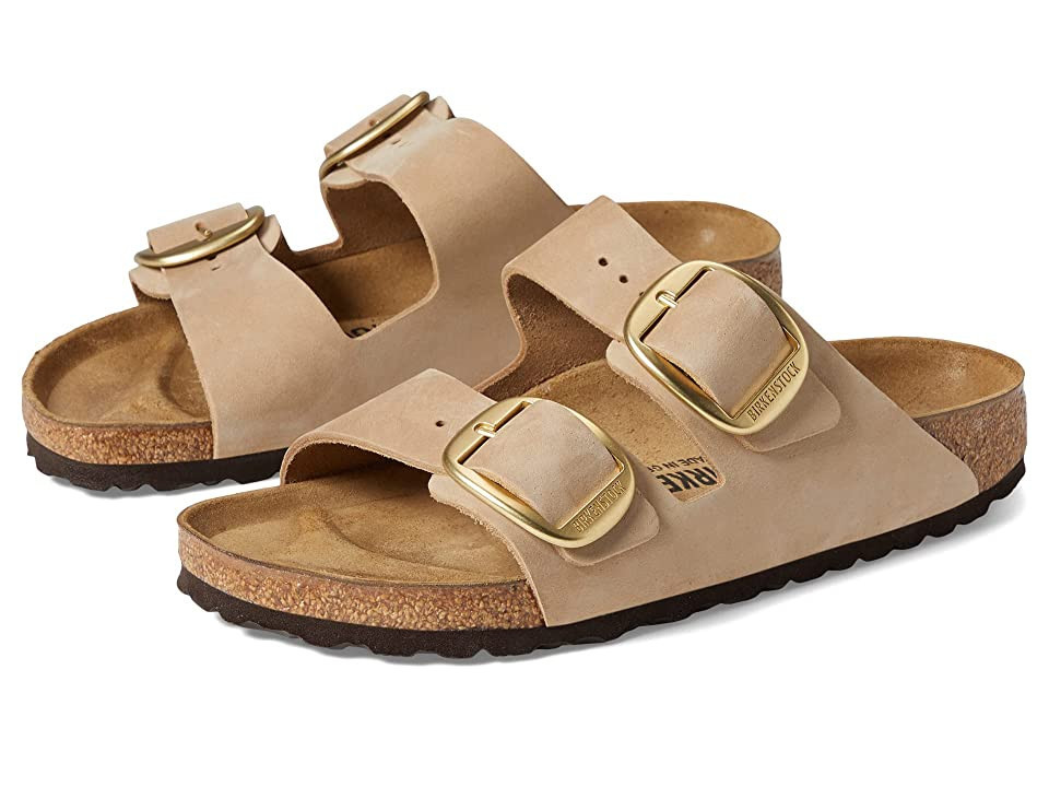 Birkenstock Arizona Big Buckle - Nubuck Leather Women's Shoes Sandcastle Nubuck : EU 36 (US Women's 5-5.5) Regular, Suede | Zappos