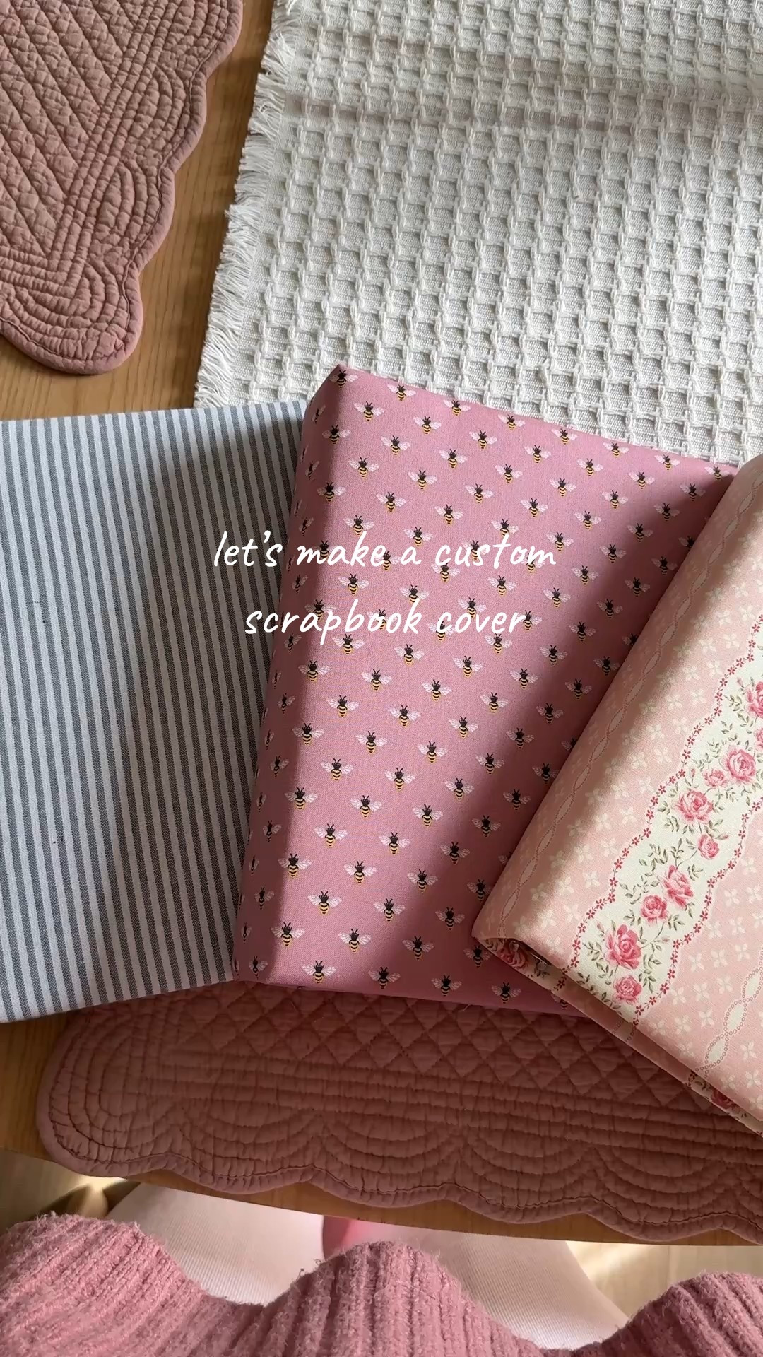 scrapbook cover supplies down below! All the fabric I used here is from hobby lobby! 