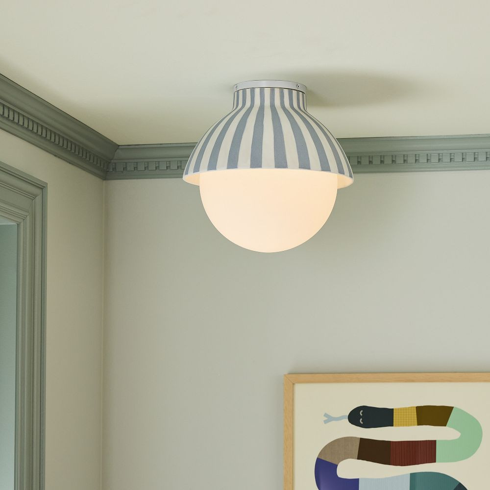 West Elm x PBK Striped Ceramic Flush Mount (12") | West Elm (US)