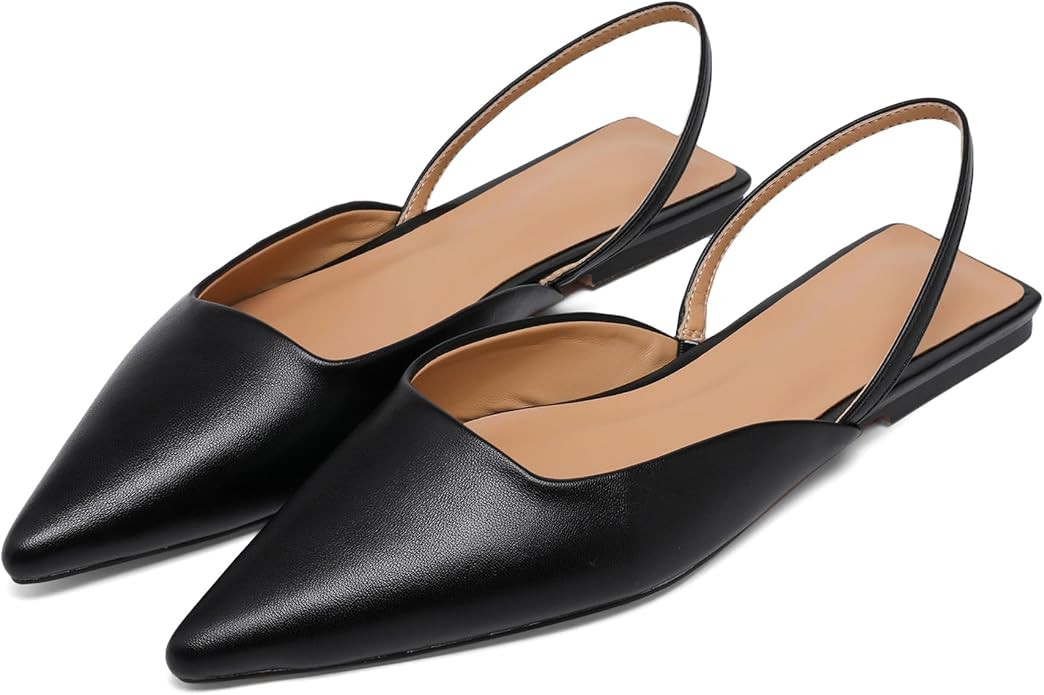 Slingback Flats for Women Slip On Pointed Toe Casual Mule Shoes | Amazon (US)