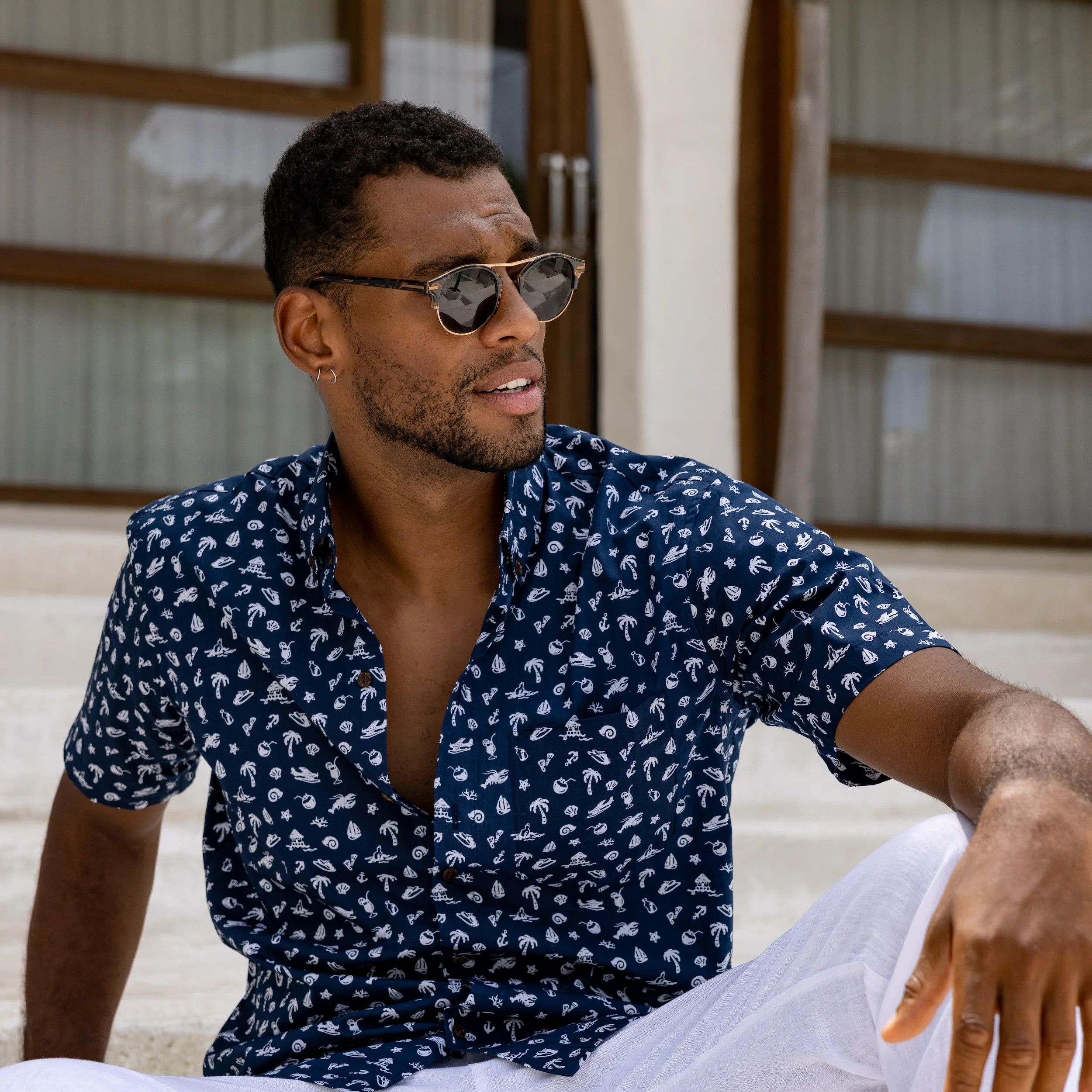 The Fishy Business - Short Sleeve Shirt - Slim Fit (Cotton) | Slim Fit Hawaiian Shirt for Men | Kenny Flowers